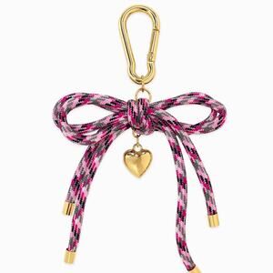 Rope Bow Bag Charm with Puff Heart | Pink